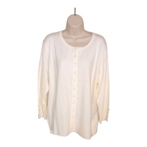 New Grace Elements Ivory Button Up Sweater Cardigan 2X NWT
